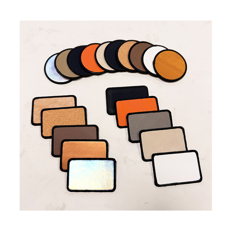 3 1/2' x 2 1/2' Rectangle Laserable Leatherette Merrow Patch with Adhesive