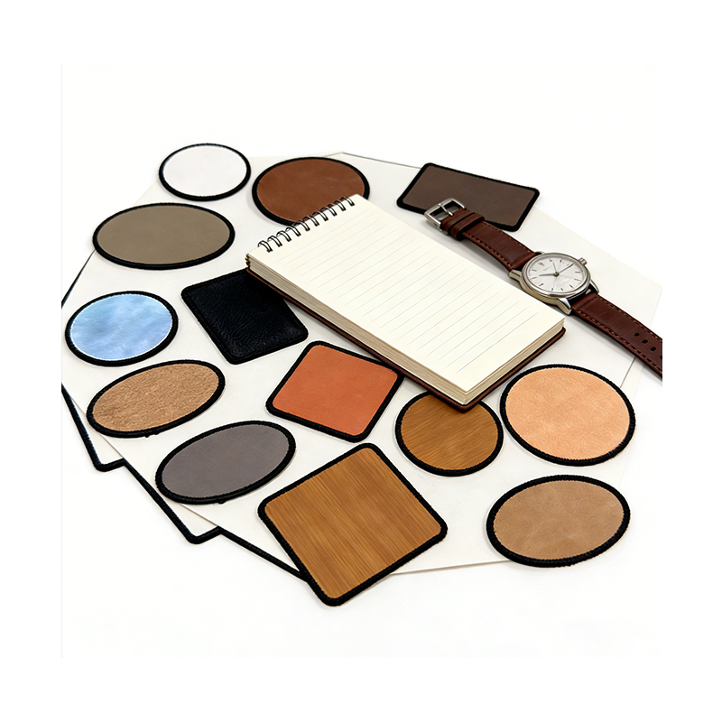 3 1/2' x 2 1/2' Rectangle Laserable Leatherette Merrow Patch with Adhesive