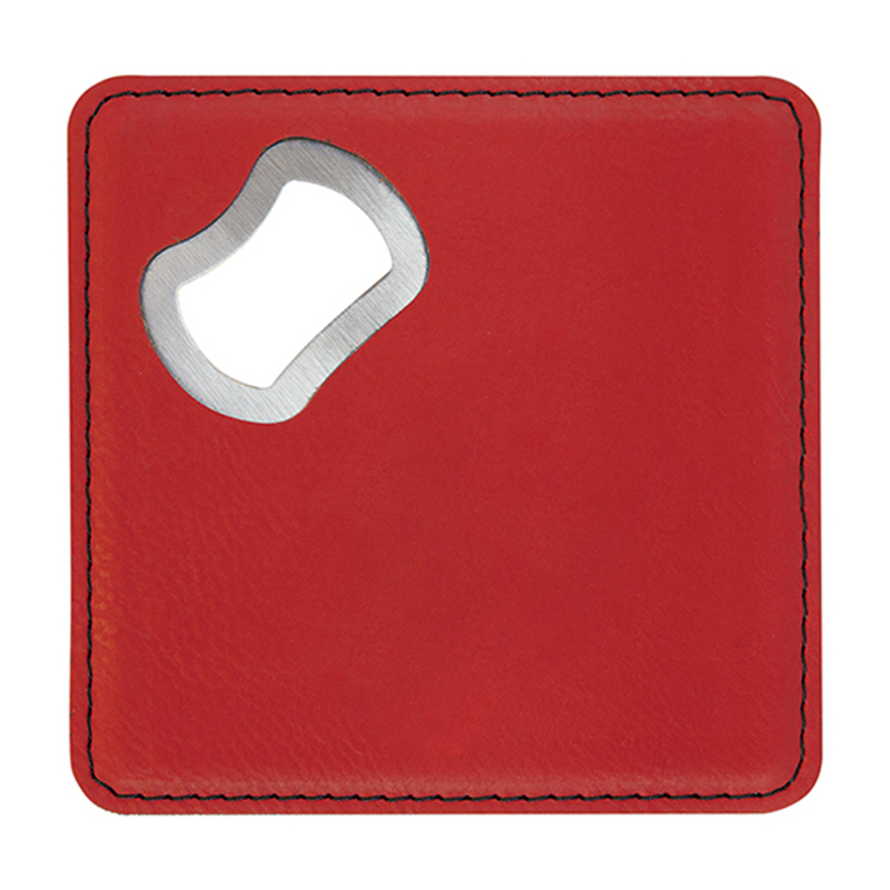 Quadratus Laserable Leatherette Bottle Opener Coaster