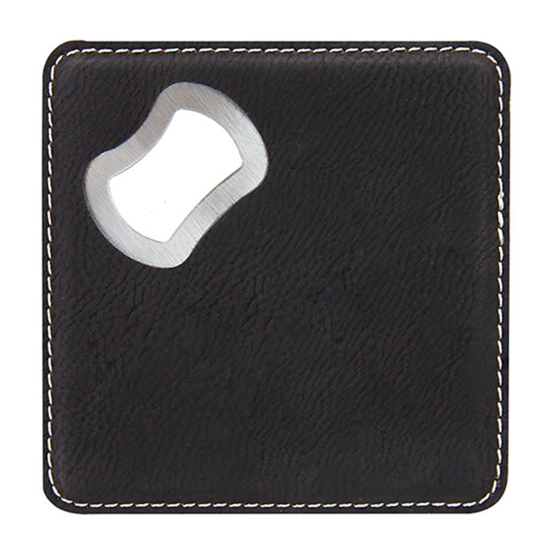 Quadratus Laserable Leatherette Bottle Opener Coaster