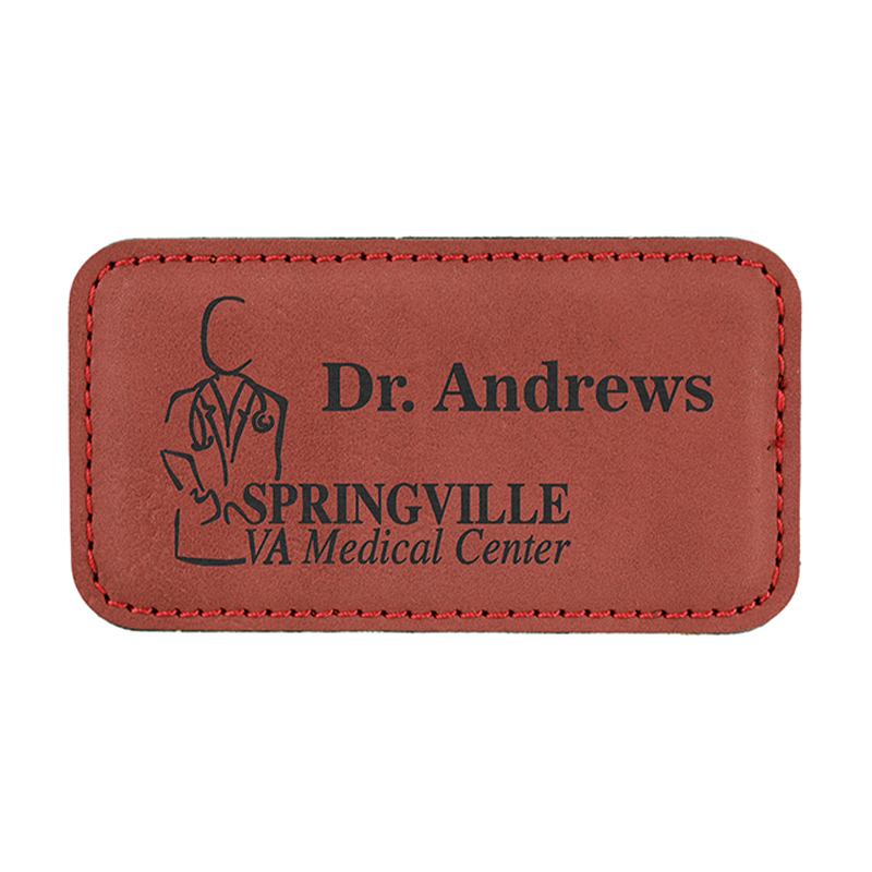 Leatherette magna Rectangulum nomen Badges