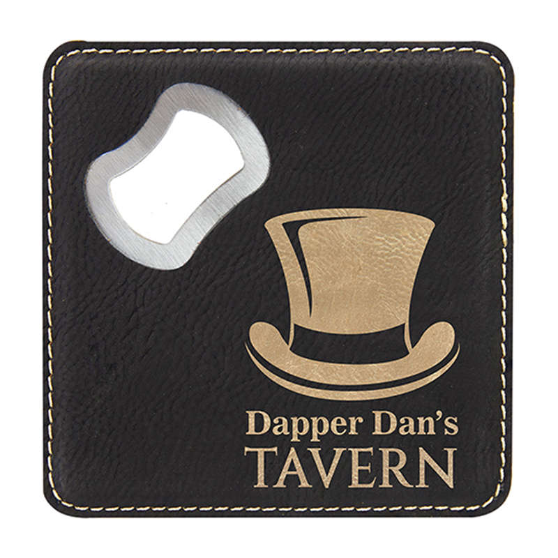 Quadratus Laserable Leatherette Bottle Opener Coaster