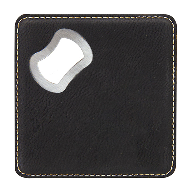 Quadratus Laserable Leatherette Bottle Opener Coaster