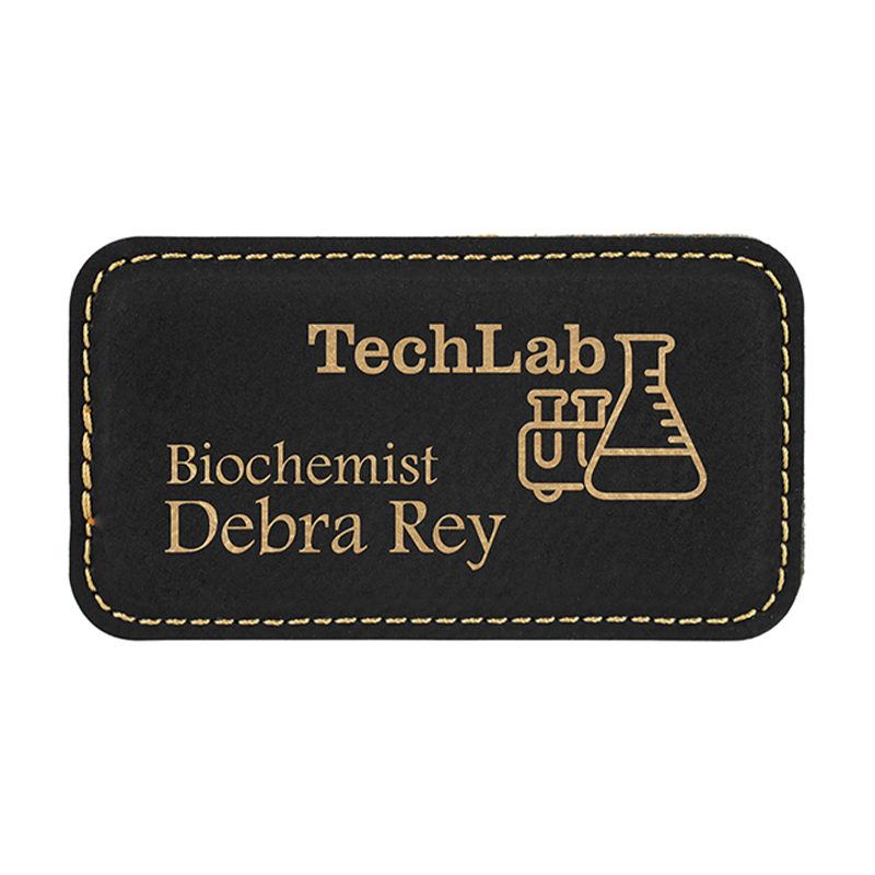 Leatherette magna Rectangulum nomen Badges