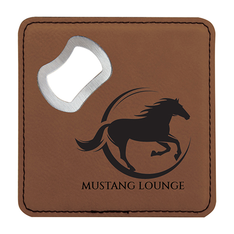 Quadratus Laserable Leatherette Bottle Opener Coaster