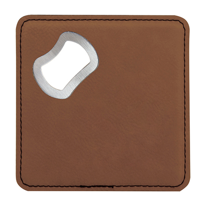 Quadratus Laserable Leatherette Bottle Opener Coaster