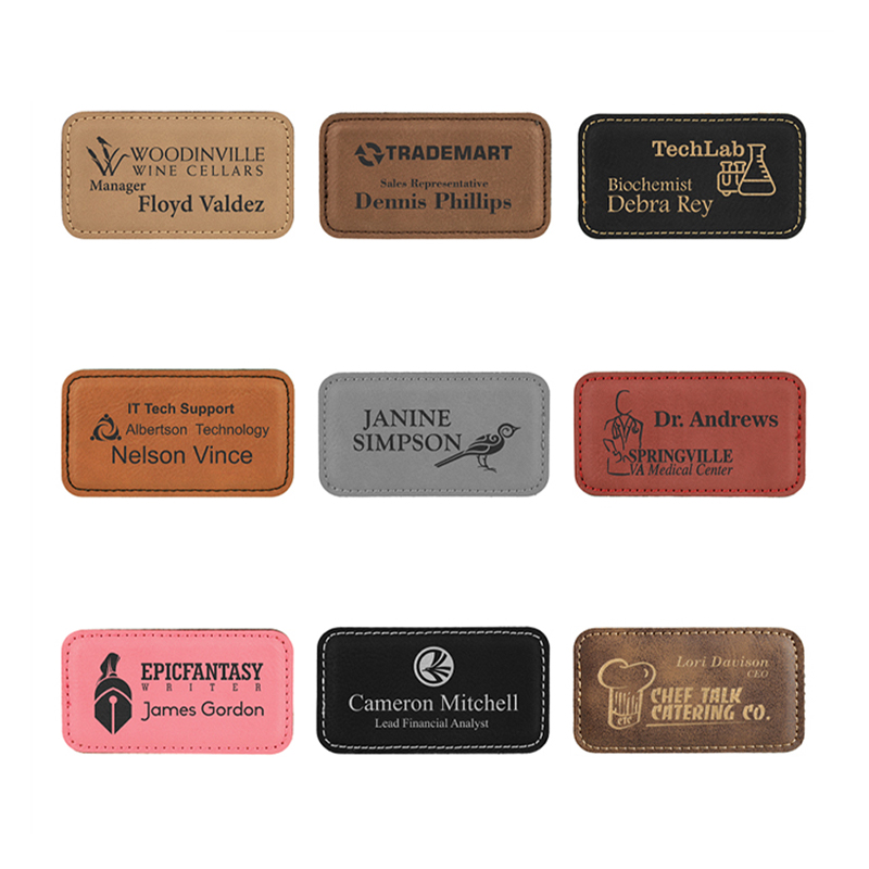 Leatherette magna Rectangulum nomen Badges