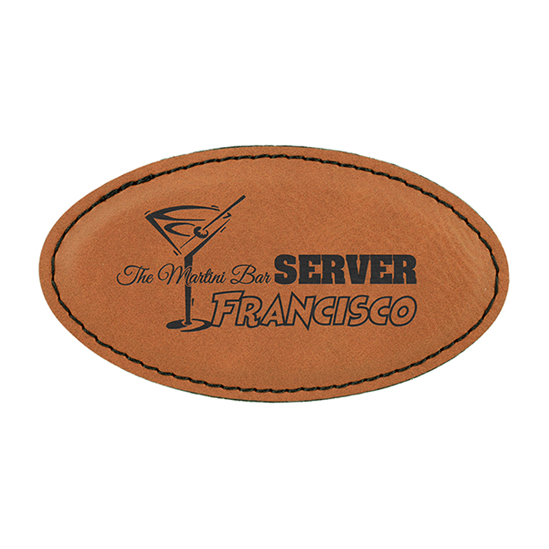 Laserable Leatherette ovalis Badge Blank cum Magnet