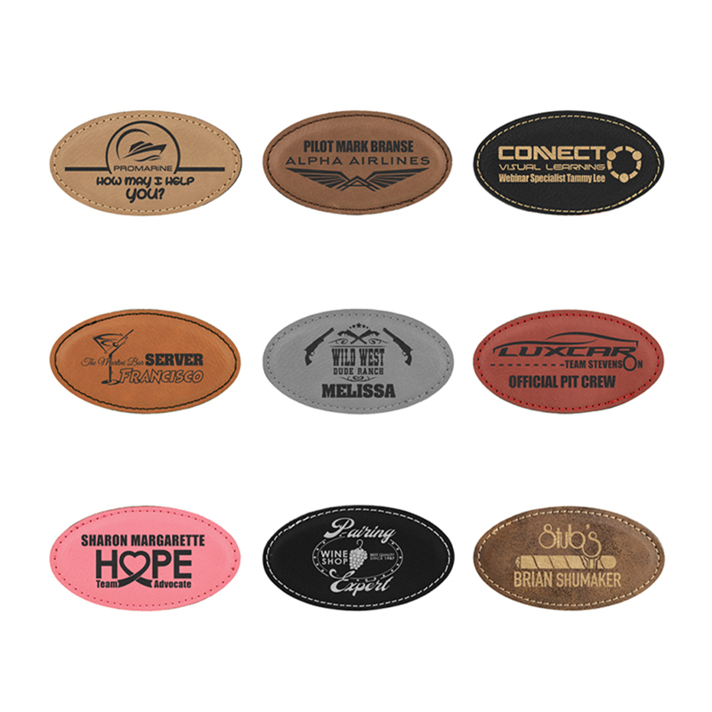 Laserable Leatherette ovalis Badge Blank cum Magnet