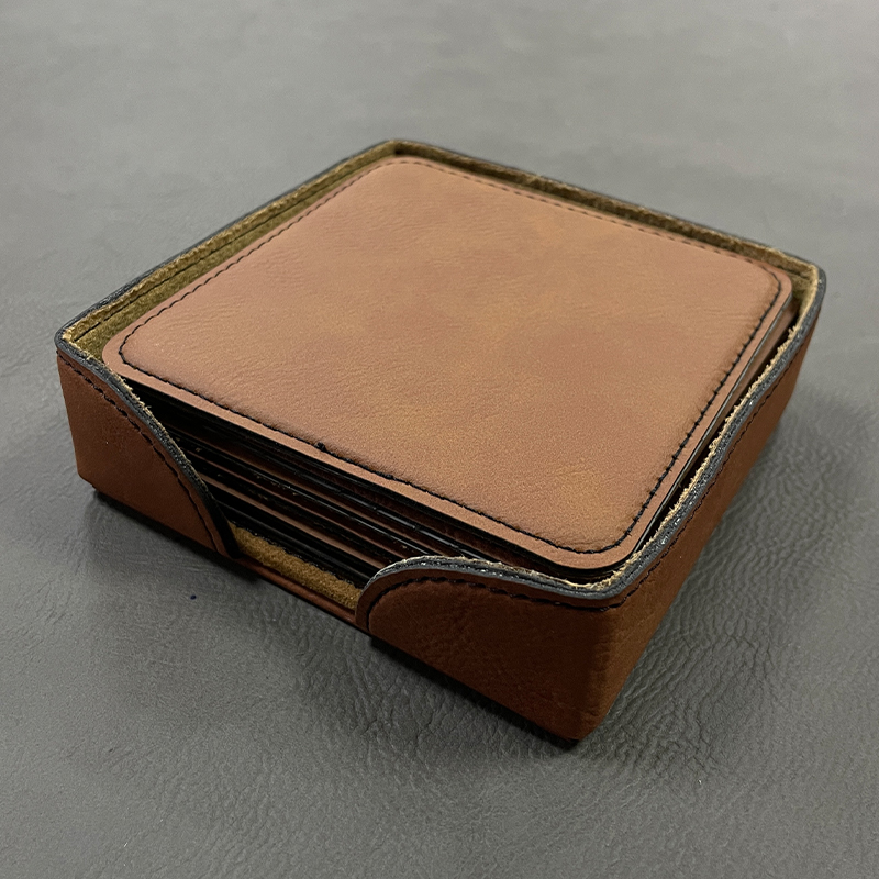 4' x 4' Quadratum Leatherette Coasters 6-Coaster Pone cum Holder 4' x 4' Quadratum Leatherette Coasters 6-Coaster Pone cum Holder