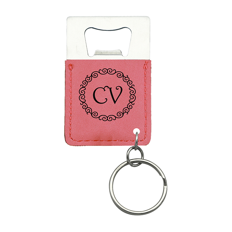 Laserable Leatherette Rectangulum Utrem Opener Keychain