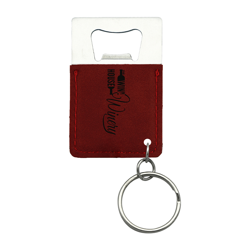 Laserable Leatherette Rectangulum Utrem Opener Keychain