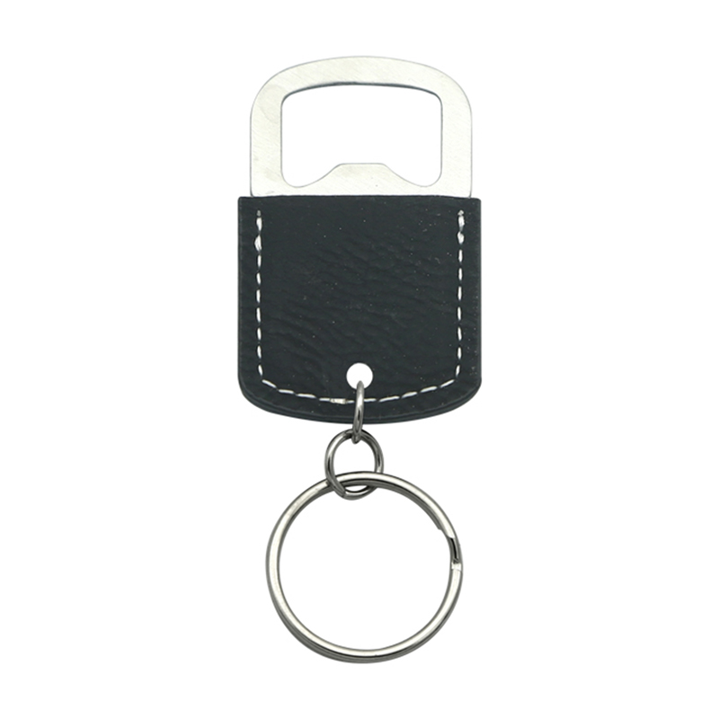 Laserable Leatherette Oval Bottle Opener Keychain