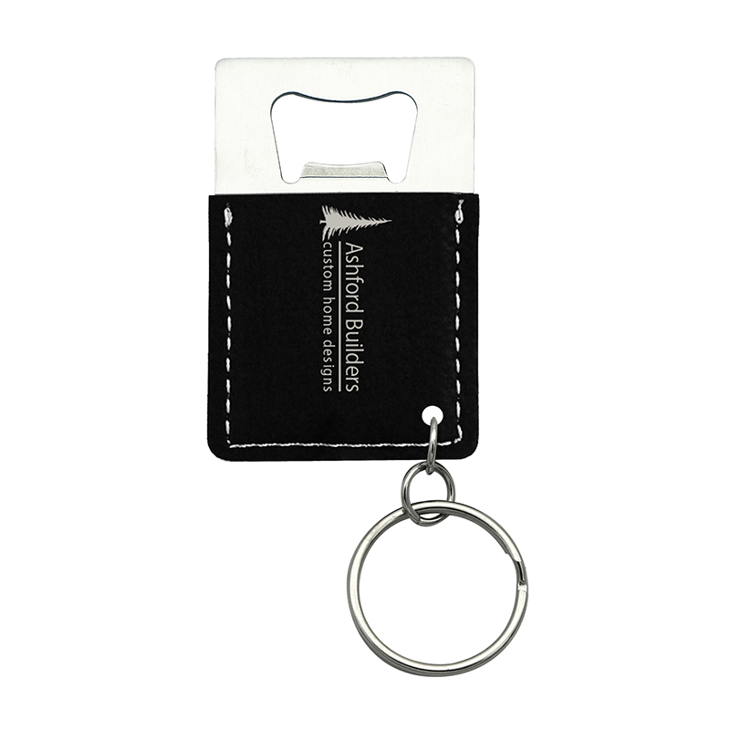 Laserable Leatherette Rectangulum Utrem Opener Keychain