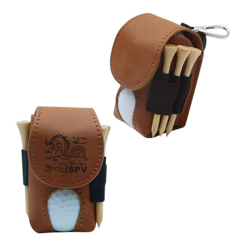 Laserable Leatherette Golf Ball Holder cum V lignea Tees