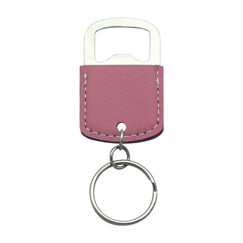 Laserable Leatherette Oval Bottle Opener Keychain