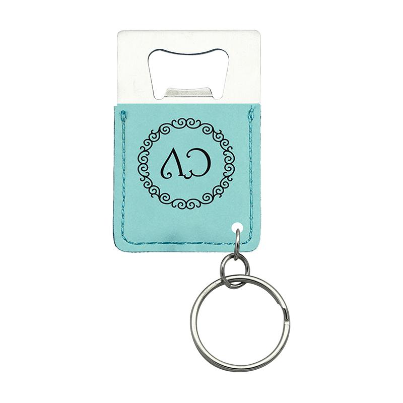 Laserable Leatherette Rectangulum Utrem Opener Keychain