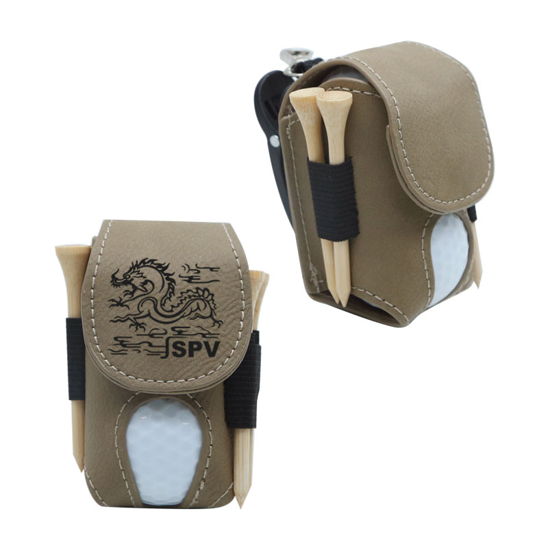 Laserable Leatherette Golf Ball Holder cum V lignea Tees