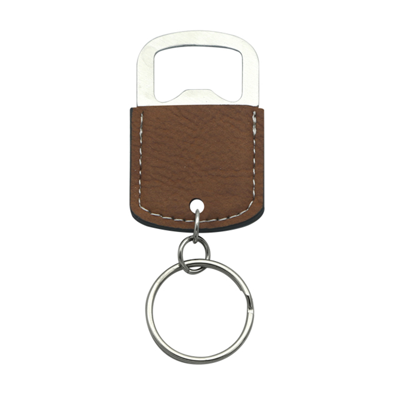 Laserable Leatherette Oval Bottle Opener Keychain