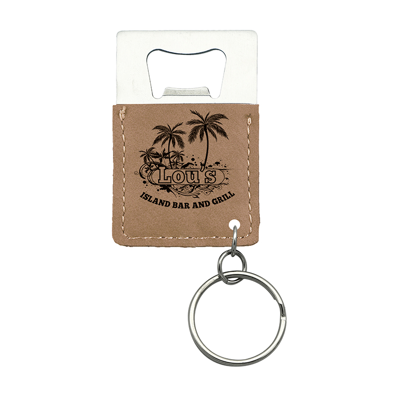 Laserable Leatherette Rectangulum Utrem Opener Keychain