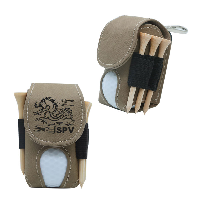 Laserable Leatherette Golf Ball Holder cum V lignea Tees