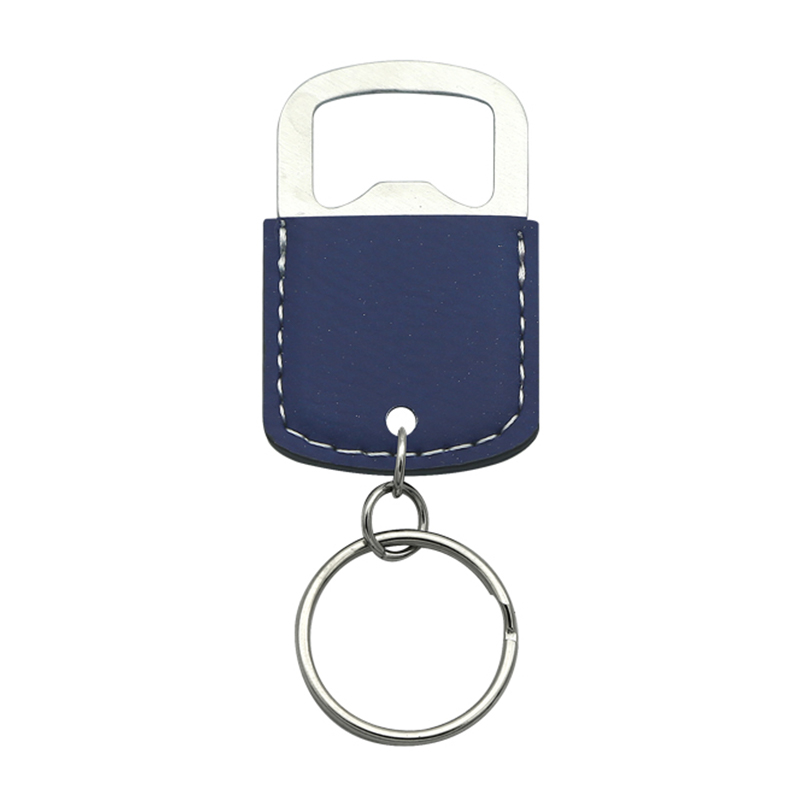 Laserable Leatherette Oval Bottle Opener Keychain