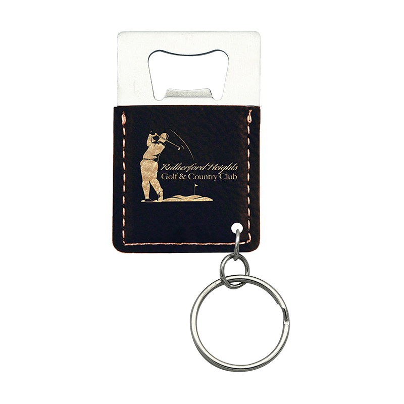 Laserable Leatherette Rectangulum Utrem Opener Keychain