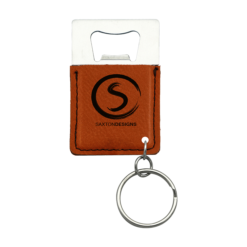 Laserable Leatherette Rectangulum Utrem Opener Keychain