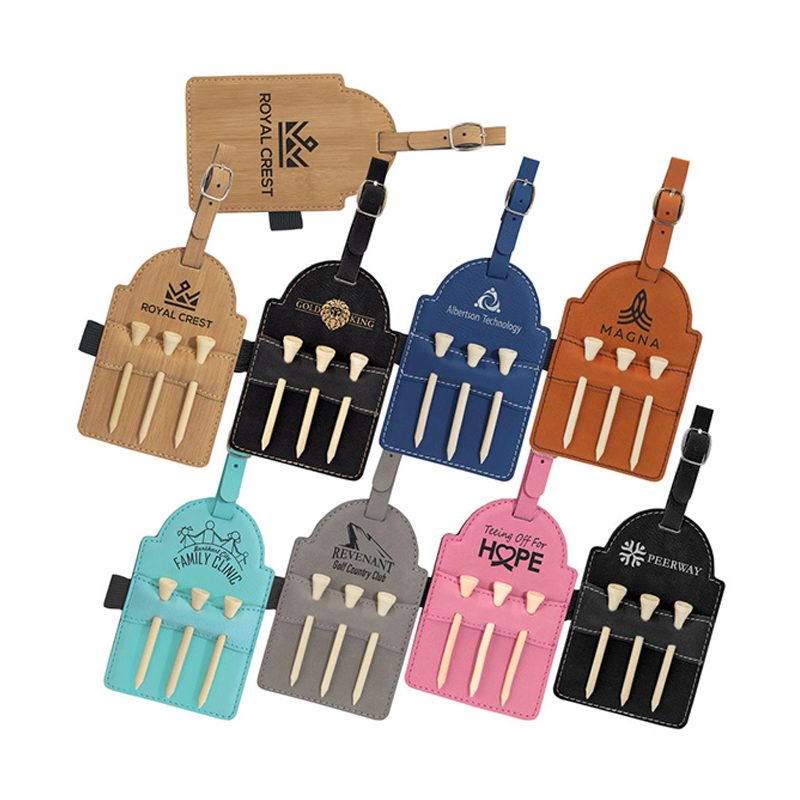 Laserable Leatherette Golf Bag Tag cum Tees