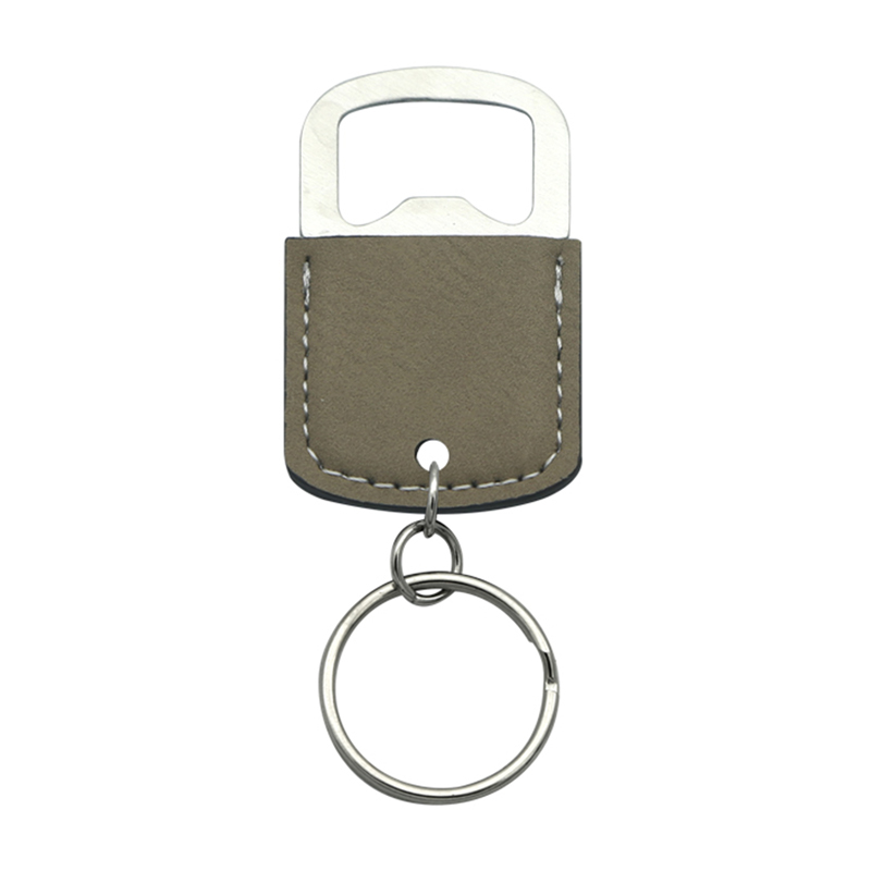 Laserable Leatherette Oval Bottle Opener Keychain