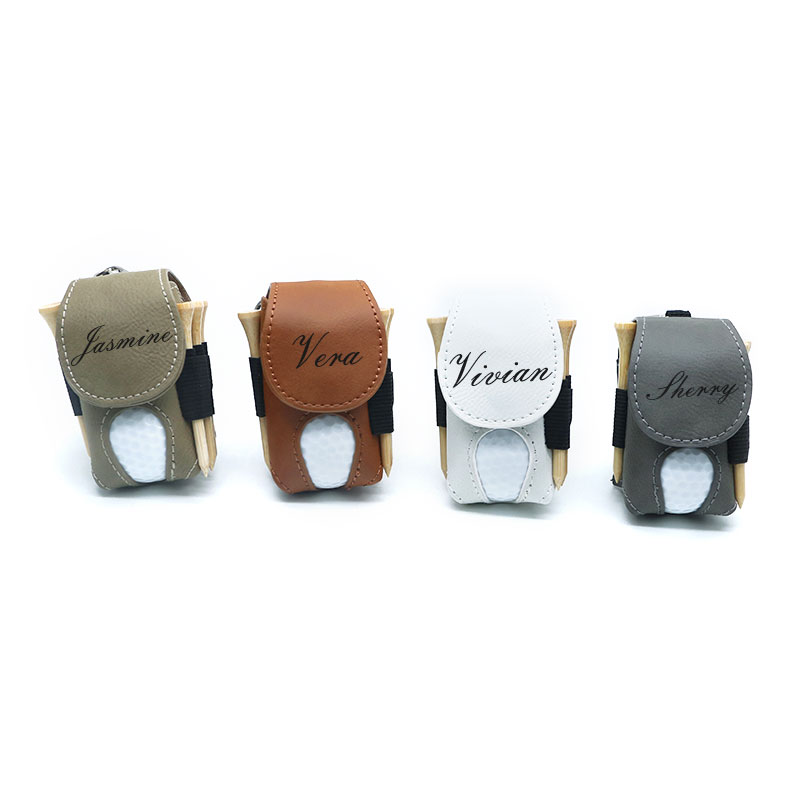 Laserable Leatherette Golf Ball Holder cum V lignea Tees