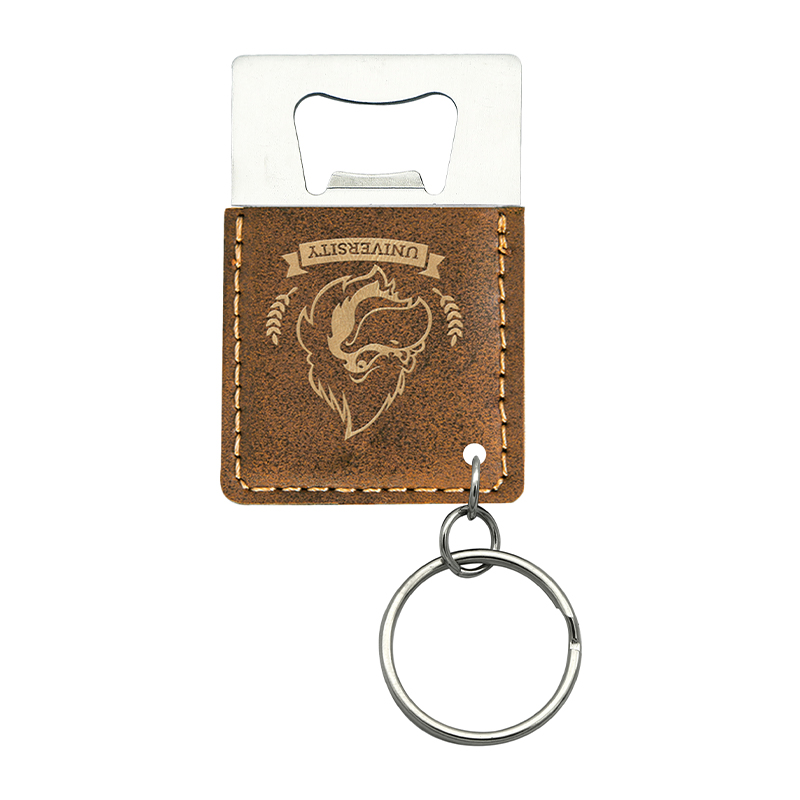 Laserable Leatherette Rectangulum Utrem Opener Keychain
