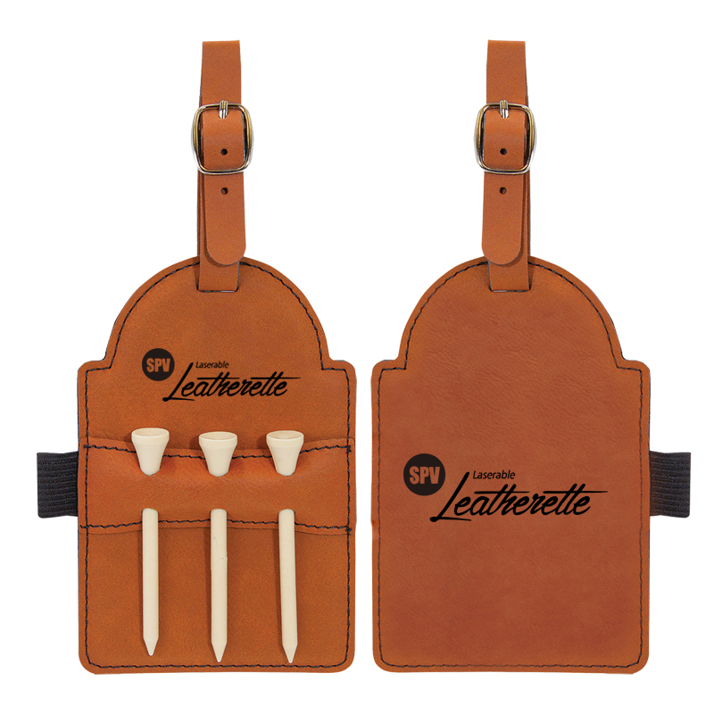 Laserable Leatherette Golf Bag Tag cum Tees