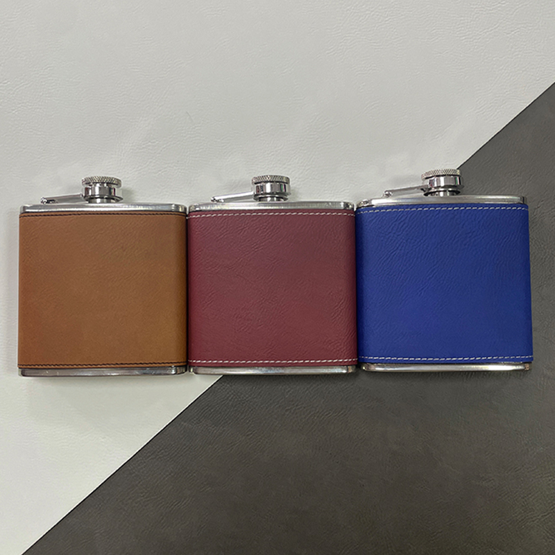 Laserable Leatherette Flasks