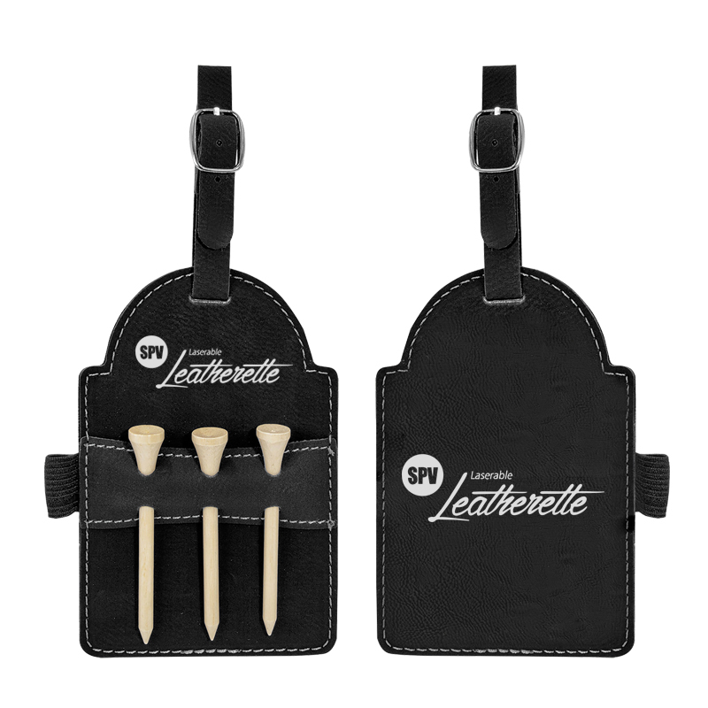 Laserable Leatherette Golf Bag Tag cum Tees