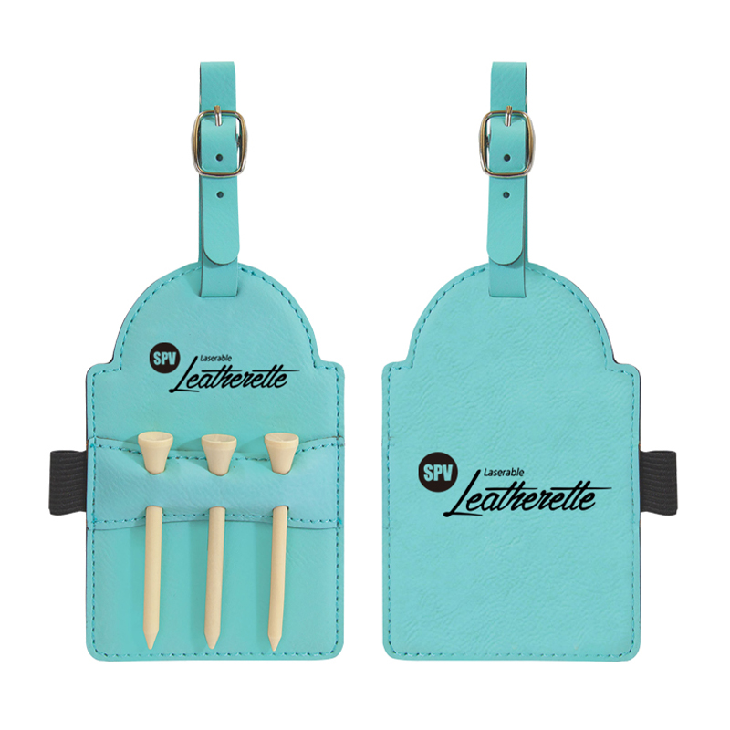 Laserable Leatherette Golf Bag Tag cum Tees
