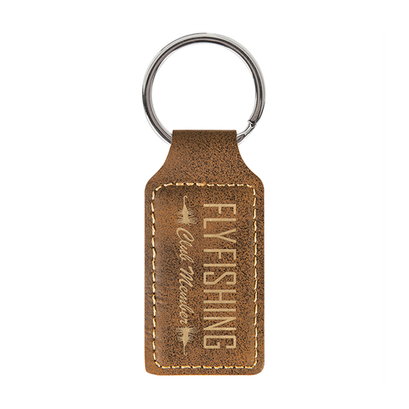 Laserable Leatherette Rectangulum Keychain