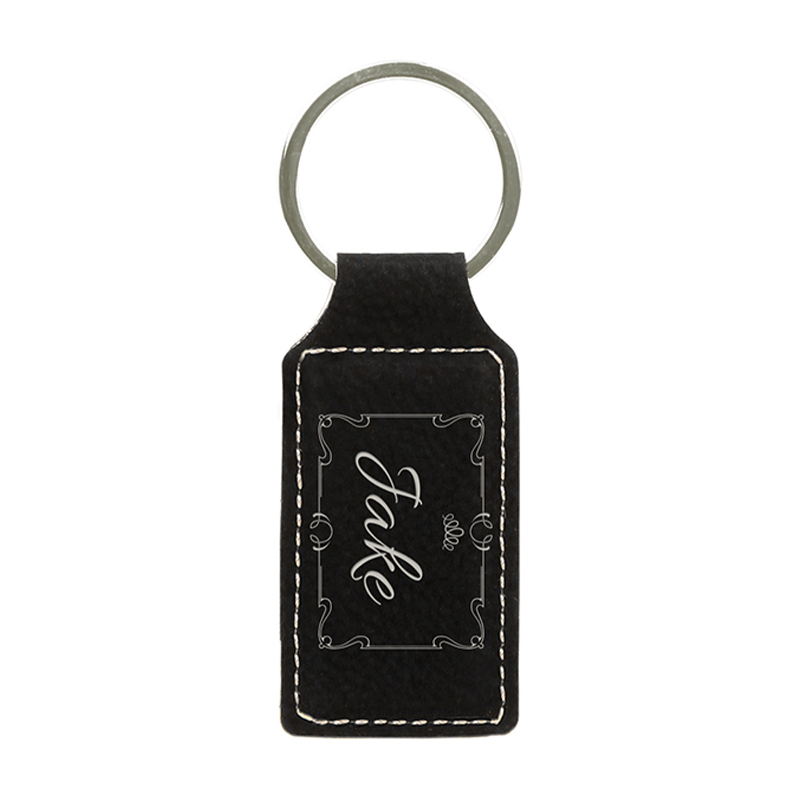 Laserable Leatherette Rectangulum Keychain
