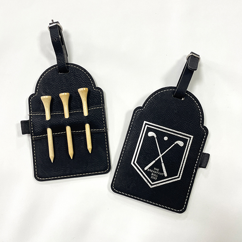 Laserable Leatherette Golf Bag Tag cum Tees