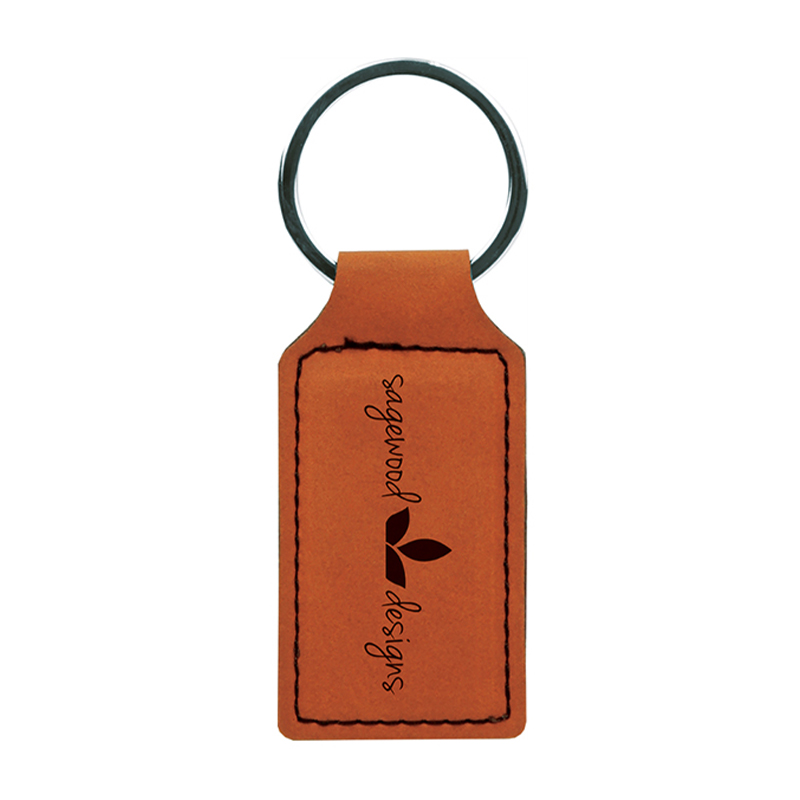 Laserable Leatherette Rectangulum Keychain