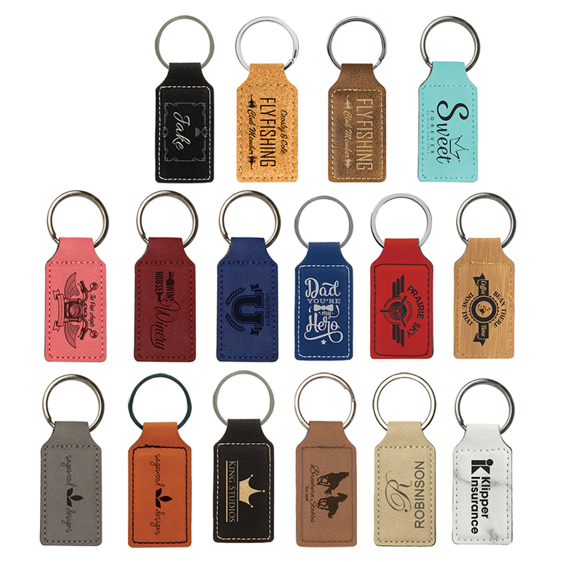 Laserable Leatherette Rectangulum Keychain
