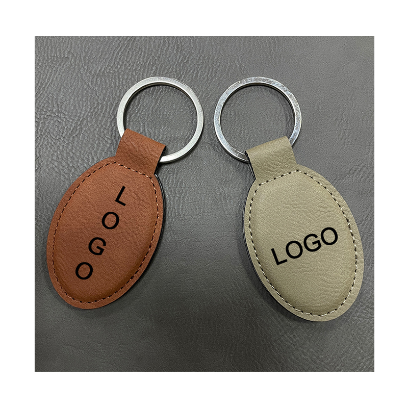 Laserable Leatherette Oval Keychains cum Oiled Edge