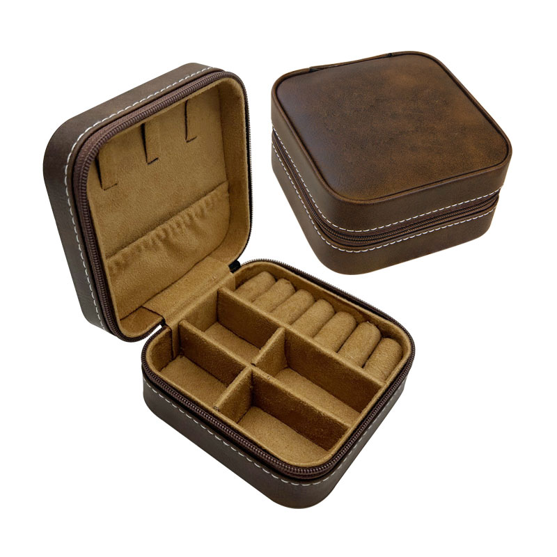 4/4 Laserable Leatherette Travel Jewelry Box with Tan Lining 4/4 Laserable Leatherette Travel Jewelry Box with Tan Lining