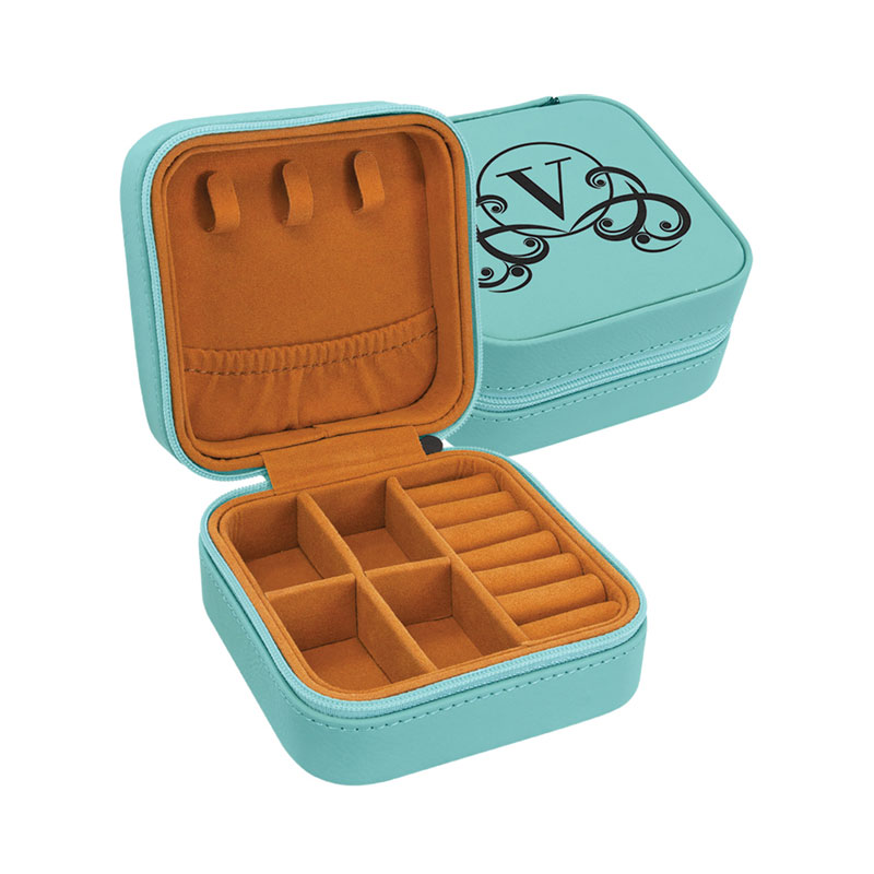4/4 Laserable Leatherette Travel Jewelry Box with Black Lining 4/4 Laserable Leatherette Travel Jewelry Box with Black Lining