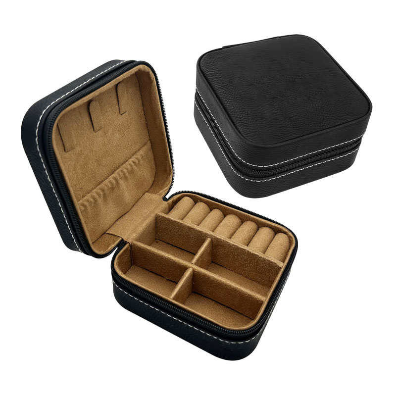 4/4 Laserable Leatherette Travel Jewelry Box with Tan Lining 4/4 Laserable Leatherette Travel Jewelry Box with Tan Lining
