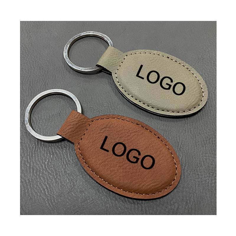 Laserable Leatherette Oval Keychains cum Oiled Edge
