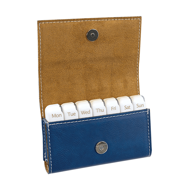 4 3/4' x 3 1/8' Laserable Leatherette Pill Box