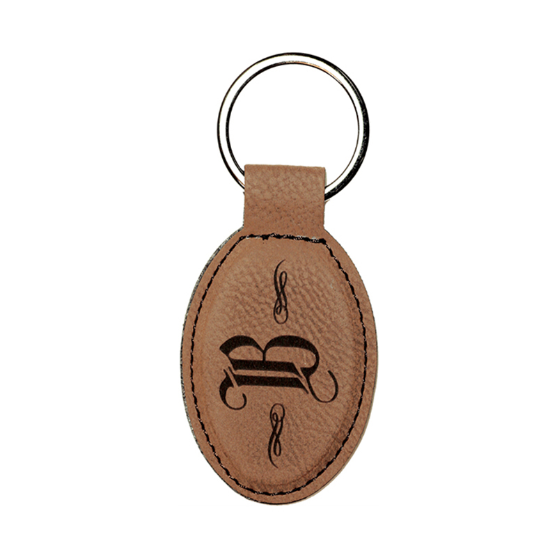 Laserable Leatherette Oval Keychain