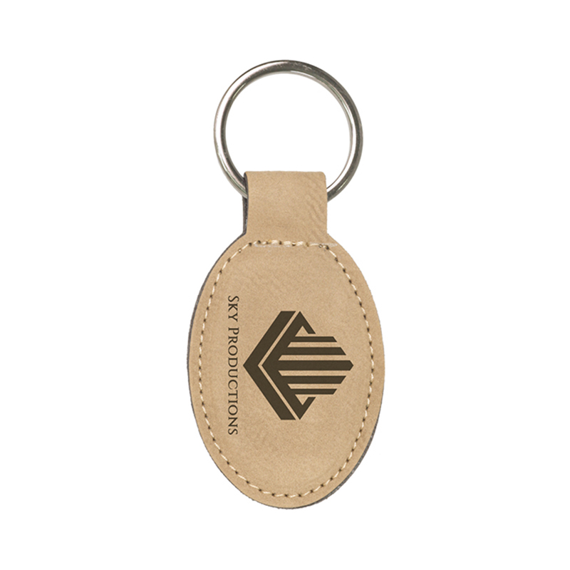 Laserable Leatherette Oval Keychain
