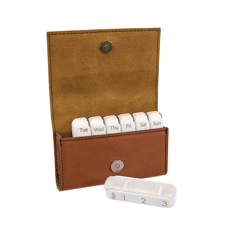 9 3/4' x 2 1/2' Laserable Leatherette Pill Box 9 3/4' x 2 1/2' Laserable Leatherette Pill Box